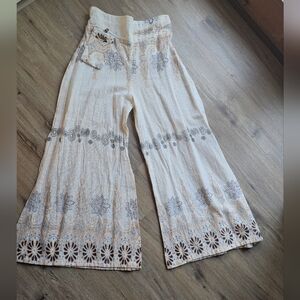 Wide Leg Boho 100% Cotton Pants Medium